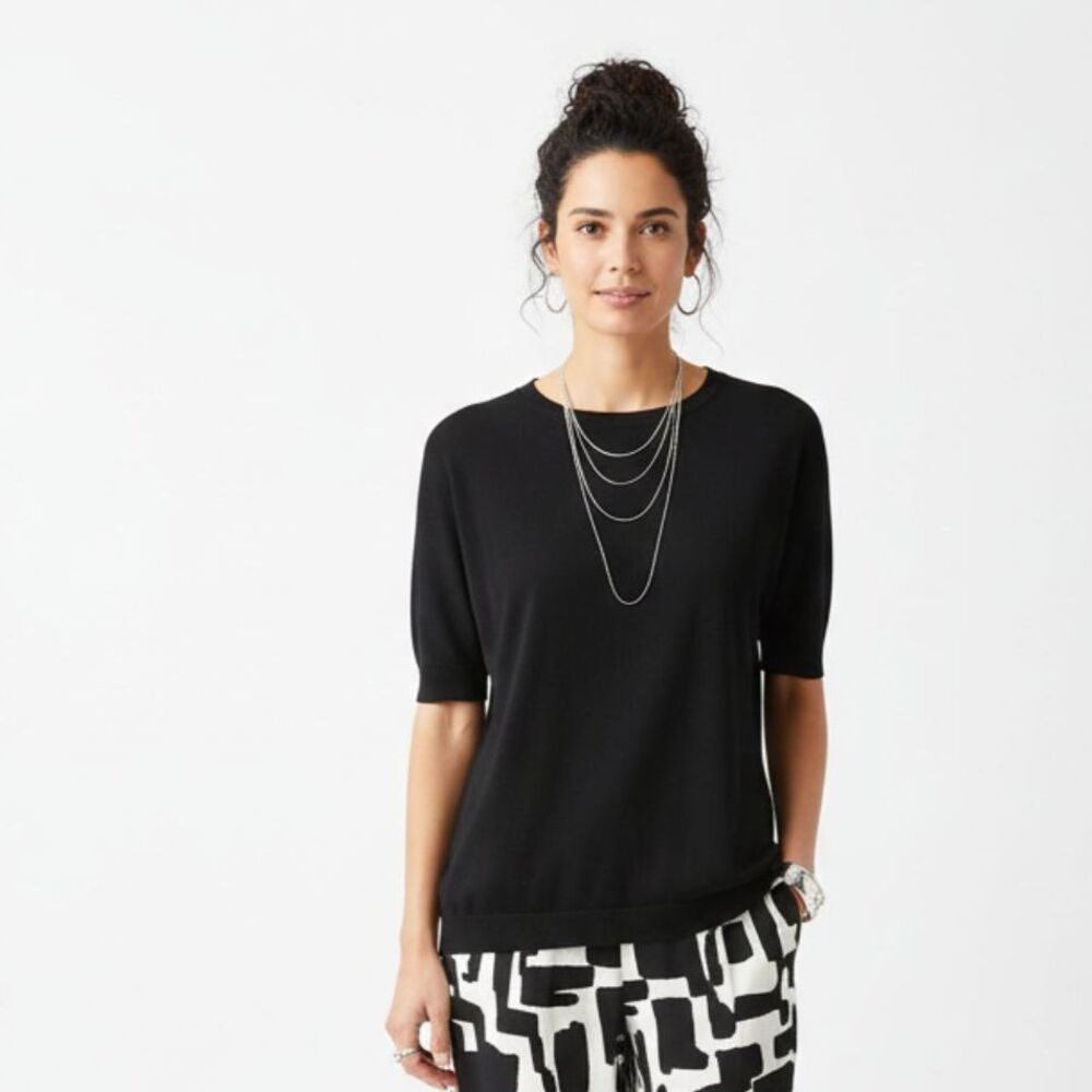 Prive’ 100% Cashmere Short Sleeve Sweater Top XL